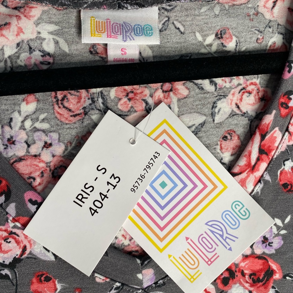 NWT Lularoe Iris gray floral print multiple sizes - Picture 6 of 10